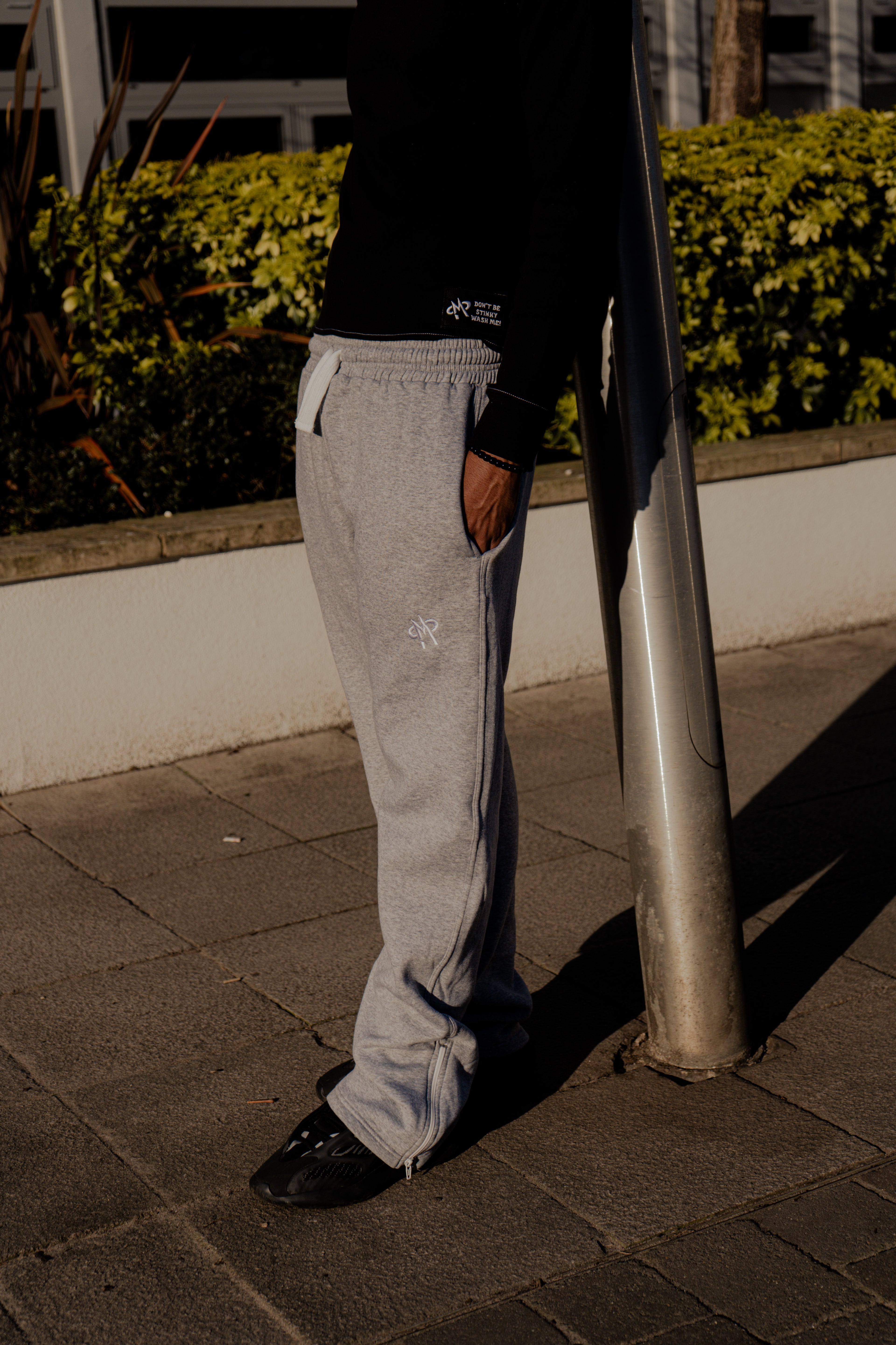 Grey flared bottoms